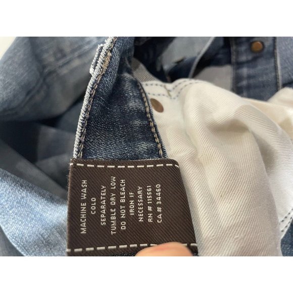 7 For All Mankind Ripped Distressed Washed relaxed Denim Button Fly sz 36 x31 - Picture 15 of 16